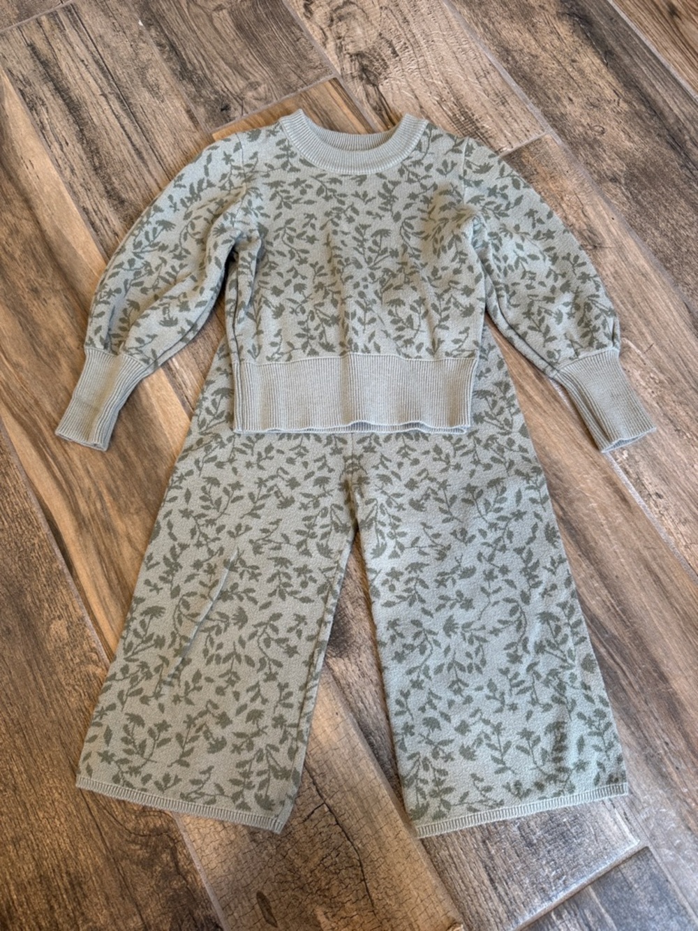 Gerber Sage Green Floral Wide Leg Two-Piece Set